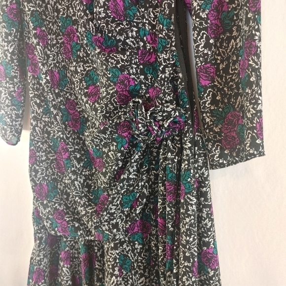 Vintage 80's Liz Robert Petites Elegant Feminine Floral Dress Size 6 Petite - Picture 8 of 9